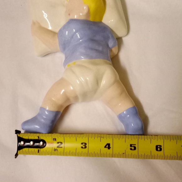 Vintage Handmade 1979, Baby Boy Sleeping on A Pillow Porcelain Ceramic 8"L x5.5 - Picture 10 of 10